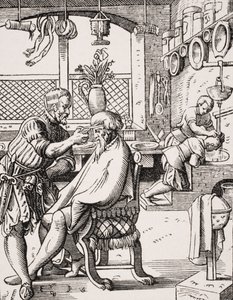 Barber, Reproduction of a Woodcut by Jost Amman from 